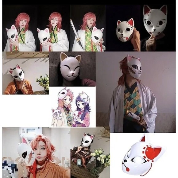 Japanese Anime Fox Mask - Halloween Cosplay Costume Party Prop - Picture 3 of 3